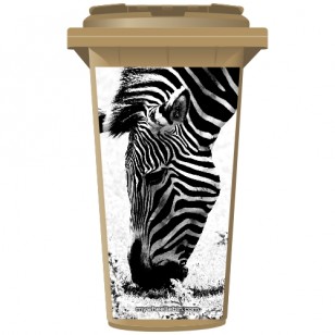 Zebra In Black & White Wheelie Bin Sticker Panel